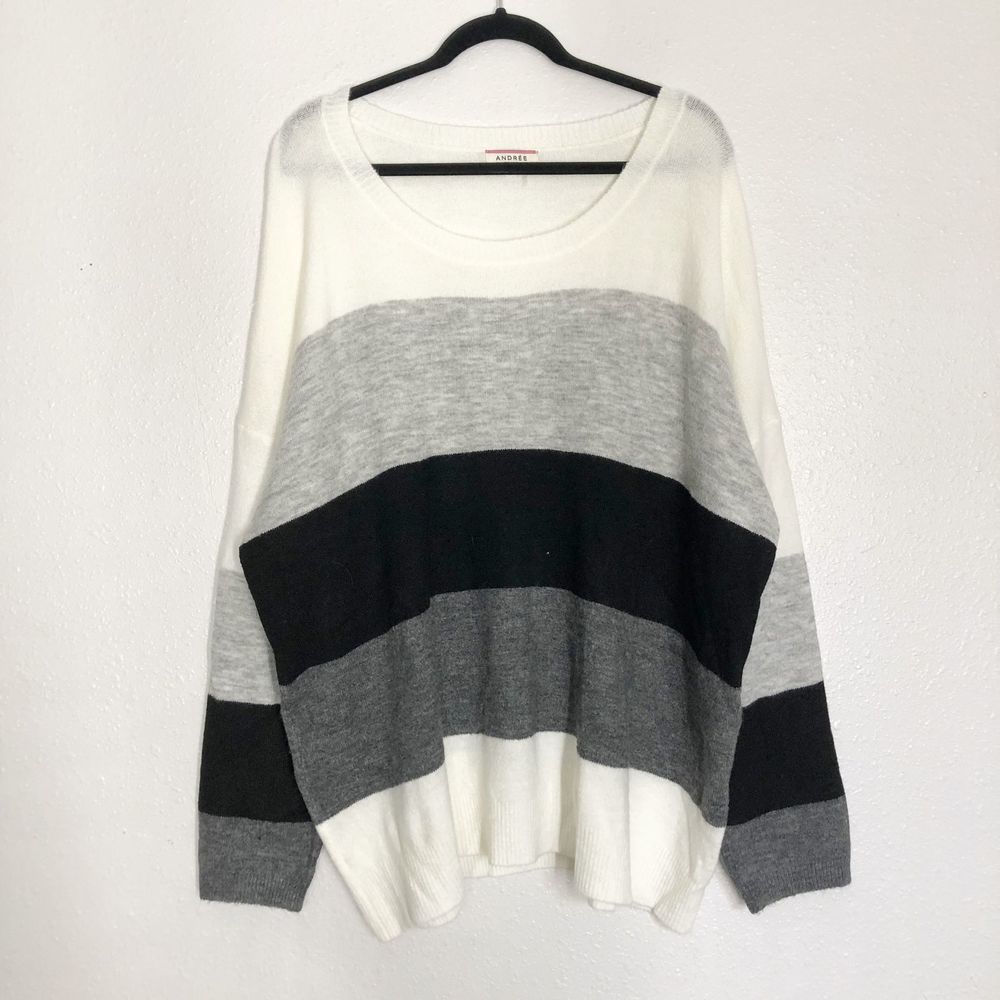 Andree Striped Cozy Knit Sweater Color Block 3XL